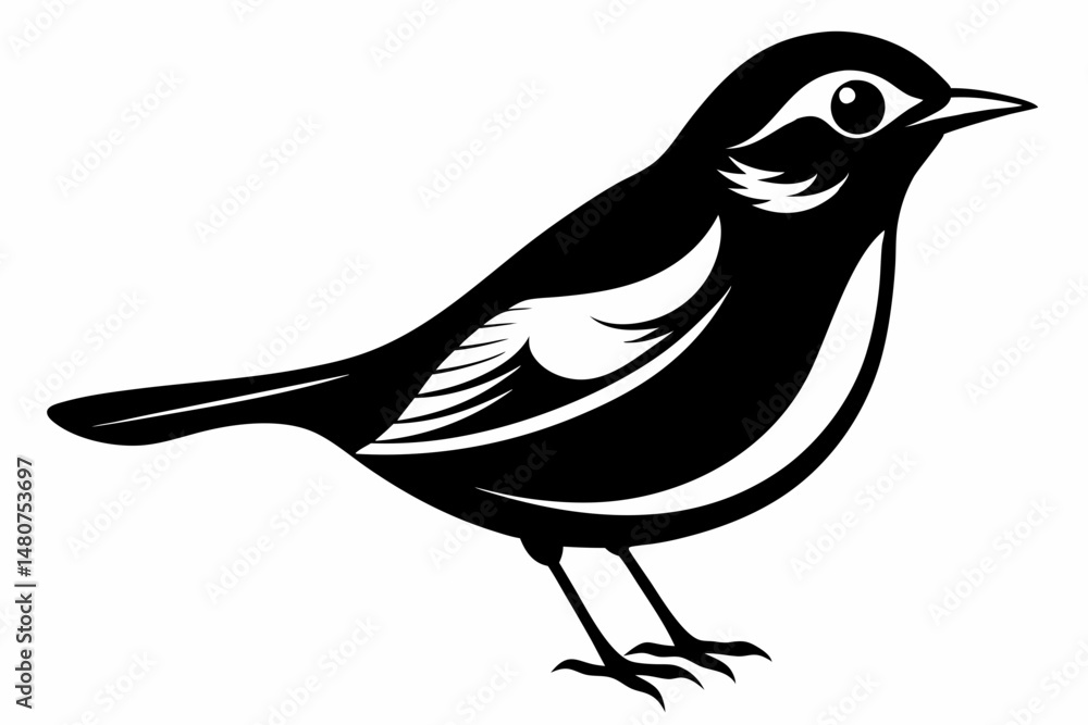 Obraz premium warbler silhouette line art vector illustration with a white background