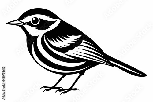 warbler silhouette line art vector illustration with a white background