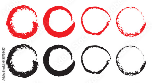Creative vector illustration of hand drawning circle line sketch set isolated on a white background. Circle Brush Stroke. Grunge circles brush set. Black grunge circle frames.