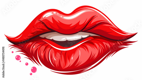 A vibrant smear of bright red lipstick spreads gracefully across a clean white background, showcasing its creamy, luxurious texture. The rich hue reflects bold beauty and confidenc