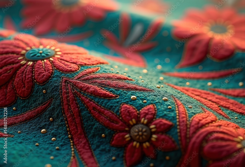 Naklejka premium vibrant close textured canvas fabric showcasing rich colors intricate patterns, input, colorful, textile, hue, design, swatch, woven, artistic, creative