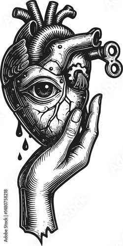 hand and anatomy hearth vector