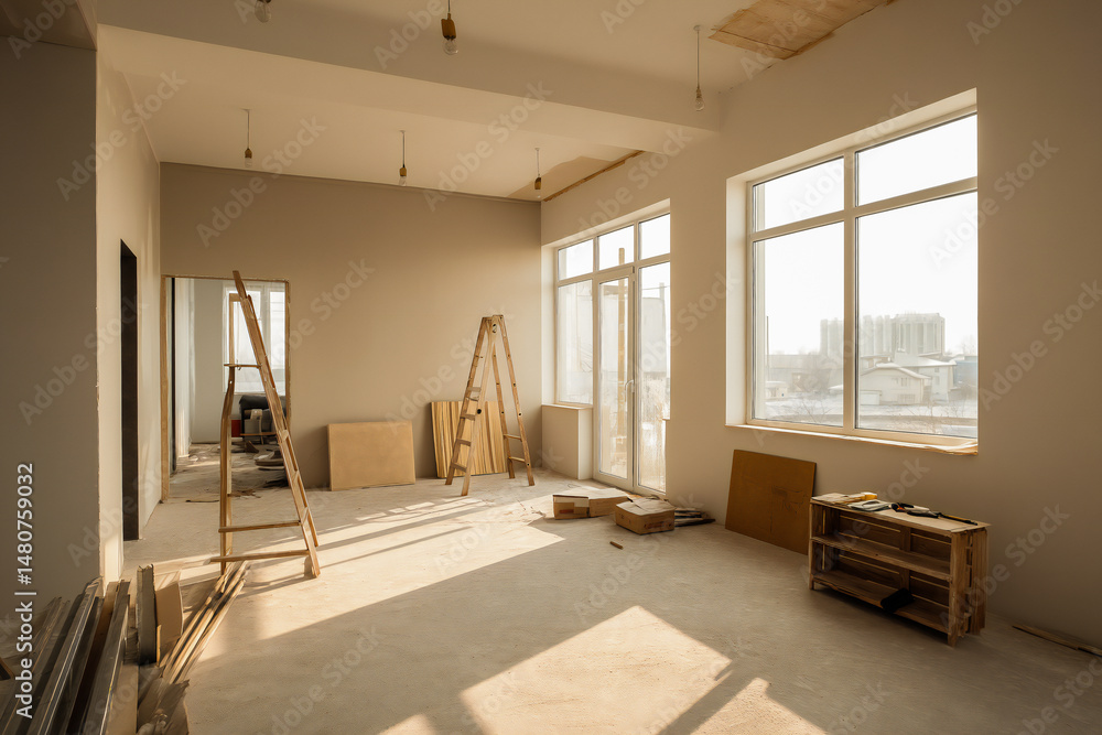 Fototapeta premium professional interior renovation crew in the appartement 
