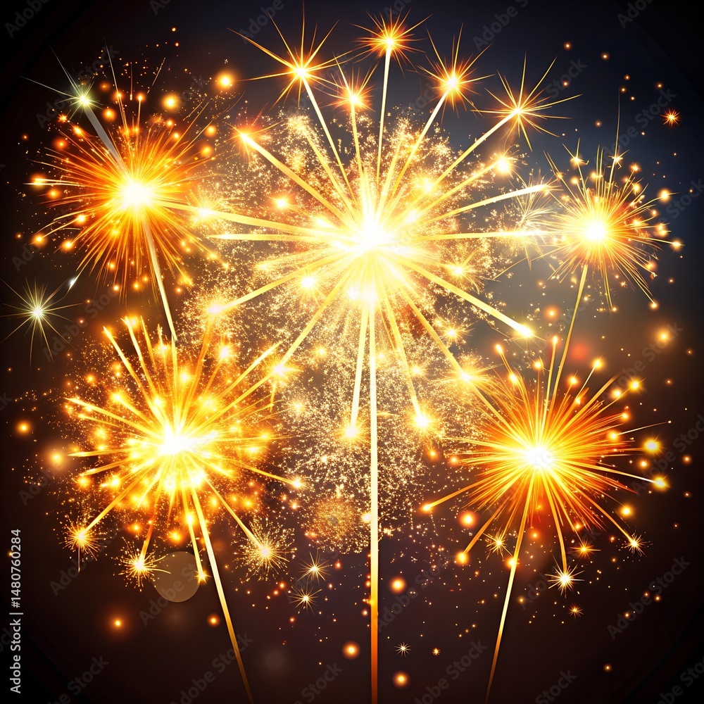 Naklejka premium sparkling fireworks to celebrate party concept