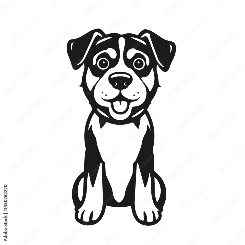 Fototapeta premium Cartoon dog portrait, puppy face design, dog vector illustration