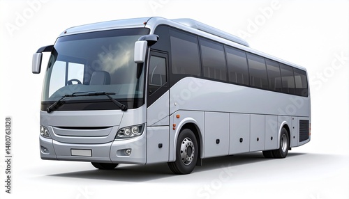 Blank Light Grey Coach Bus 3/4 Front Mockup