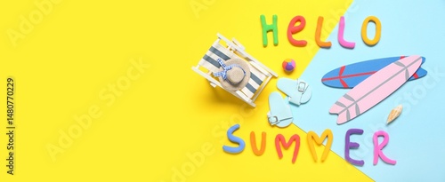 Text HELLO SUMMER and beach...