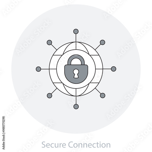 Secure Connection icon, Fortifying the Web Building a Secure Connection Every Time, Encrypted and Protected The Power of a Secure Connection, vector