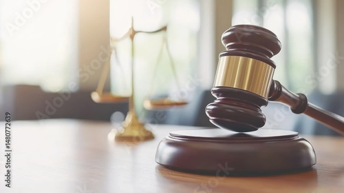 Gavel and scales of justice law legal concept image