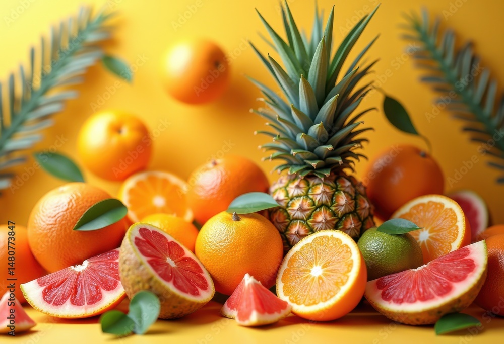 vibrantly colored fruit floating textured background glossy surface natural design elements organic artistry, nature, apple, berry, citrus, peach, pineapple vibrantly colored fruit floating textured background glossy surface natural design elements organic artistry, nature, apple, berry, citrus, peach, pineapple