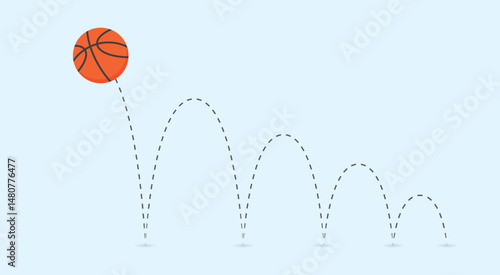 Bouncing ball quadratic graph in physics. Model for bouncing ball.