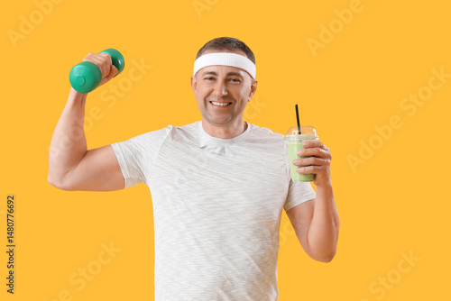 Sporty mature man with glas...