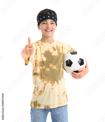 Little boy with soccer ball...
