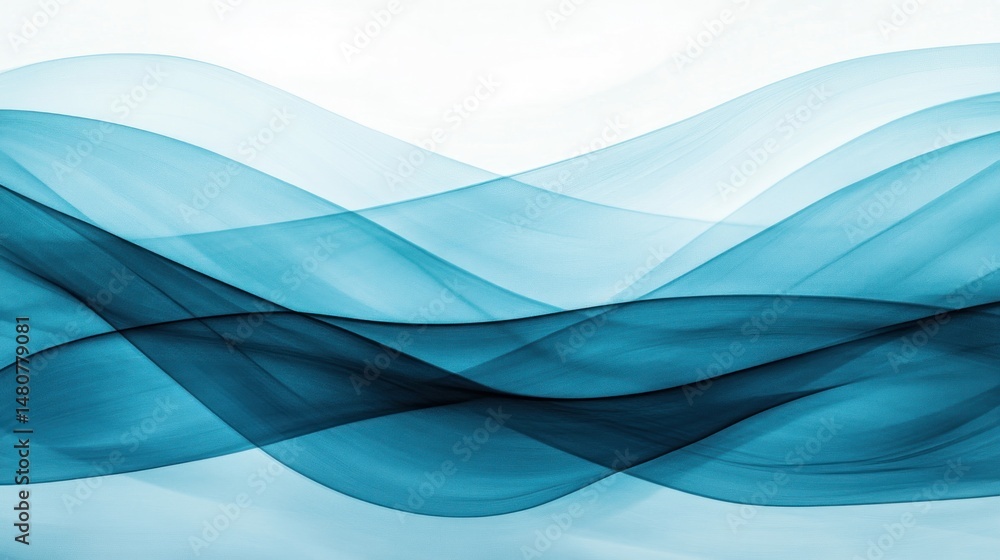 Abstract design of flowing, teal waves in a light background.