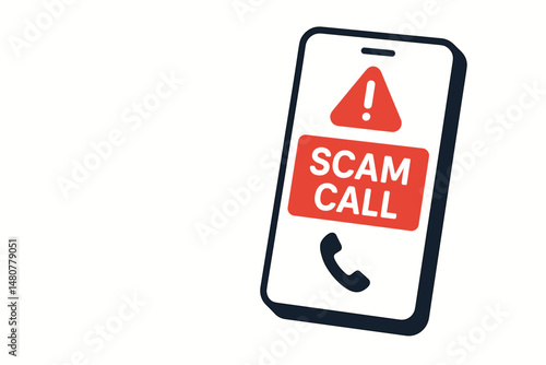 Smartphone displaying scam call alert notification on screen  