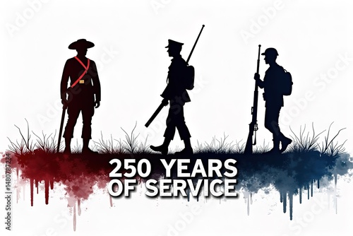 Celebrating 250 Years of U.S. Army Establishment - Soldier silhouettes with 