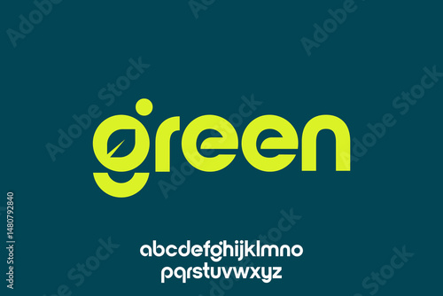 word of green. modern minimalist clean alphabet font. lowercase bold typography vector illustration design