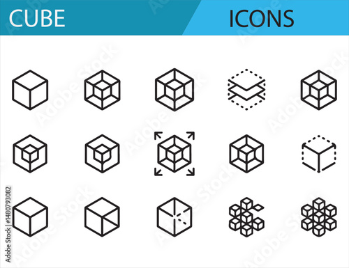 Cube Transformation Icons for Digital, Technological, and Conceptual Designs