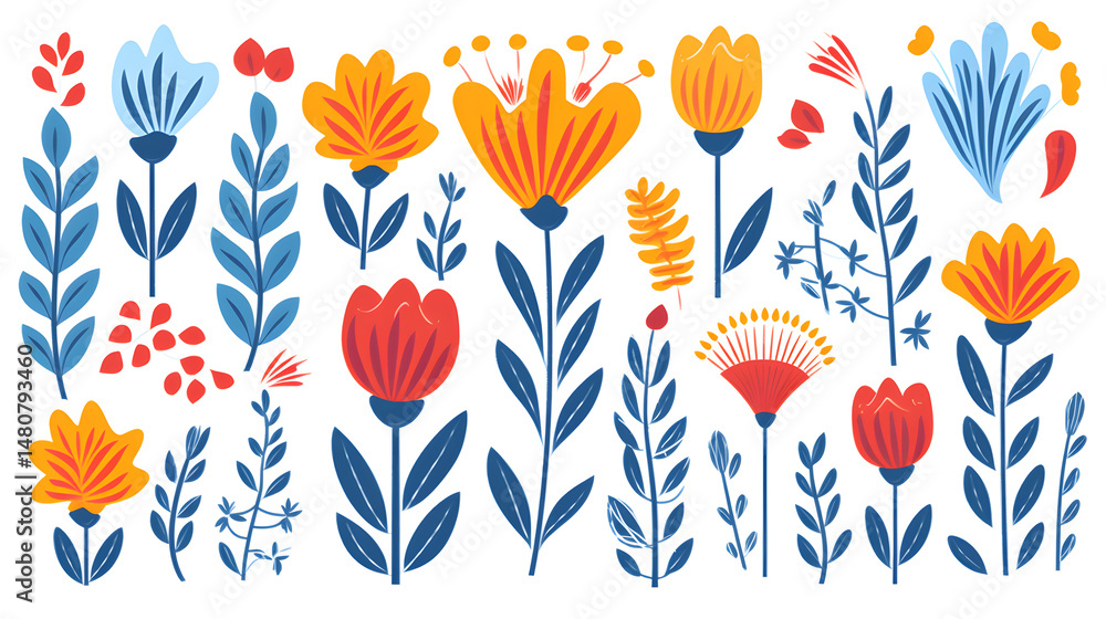 Obraz premium Professional Stylized Floral Stencils for Creative Design Projects on White Background