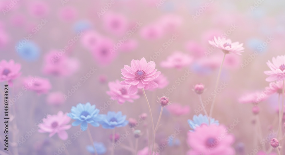 Fototapeta premium Pastel flowers field image