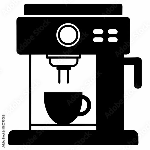 Coffee machine vector on white background.