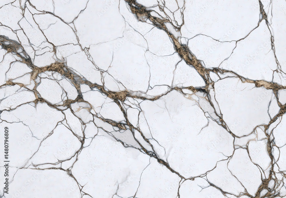 Fototapeta premium Abstract pattern with black and brown veins on white background.