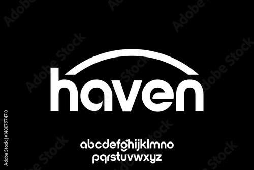 word of haven . modern minimalist clean alphabet font. lowercase bold typography vector illustration design	