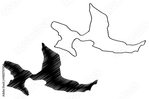 Emirau island (New Guinea, Pacific Ocean, Bismarck Archipelago, Mussau or St Matthias Islands) map vector illustration, scribble sketch Emira map