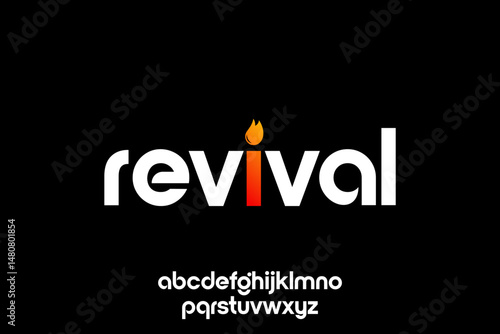 word of revival and fire . modern minimalist clean alphabet font. lowercase bold typography vector illustration design	