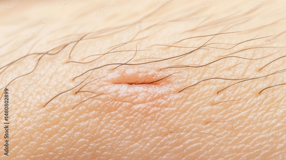 Fototapeta premium Human skin with linear scar close up detailed view medical dermatology