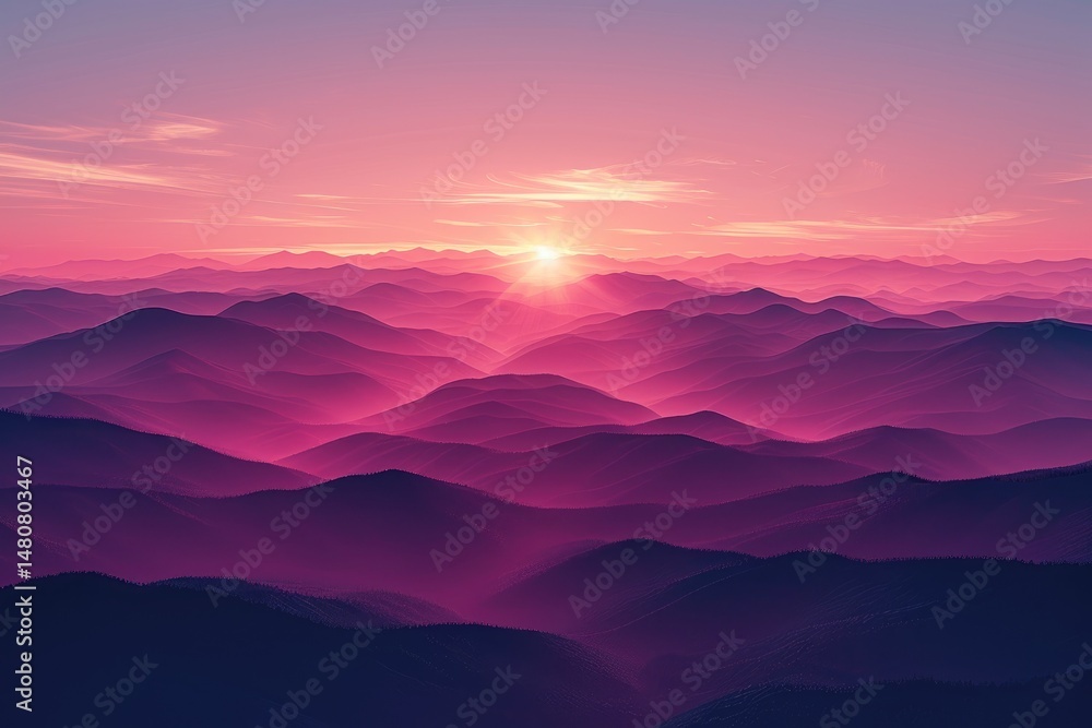 Fototapeta premium Sunrise over a majestic mountain range.