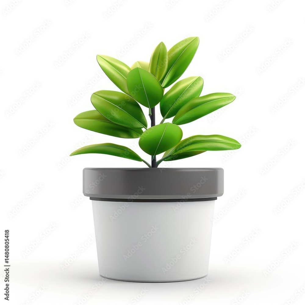 Potted fiddle leaf fig plant, isolated against white background. Potted fiddle leaf fig plant, isolated against white background.
