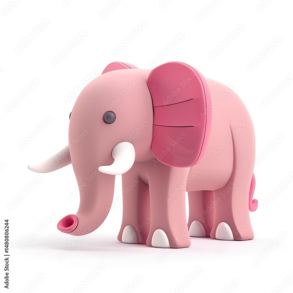 Naklejka premium Playful pink elephant figurine, whimsical and cute.