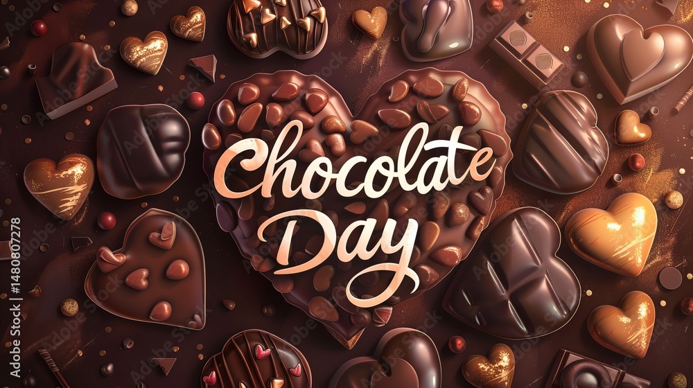 Chocolate lettering and hearts vector design Chocolate lettering and hearts vector design