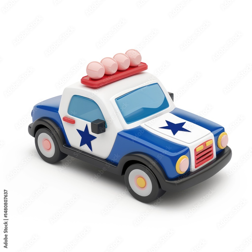 Stylized police car toy, rendered in 3D. Stylized police car toy, rendered in 3D.