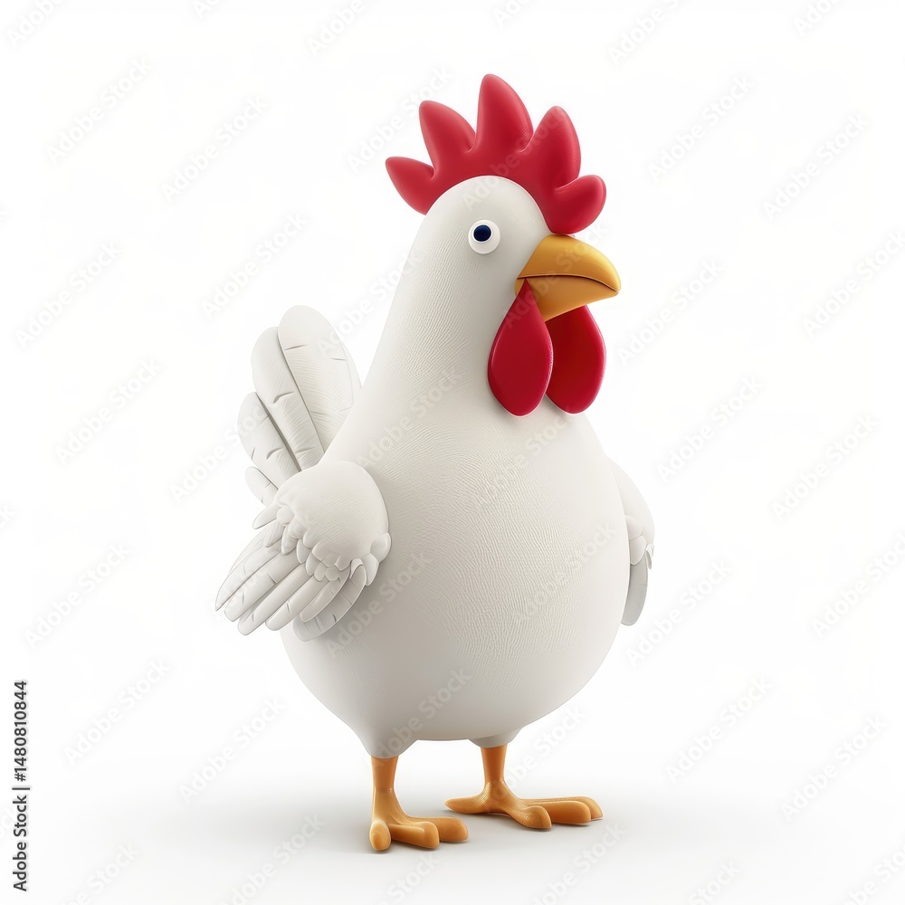 Fototapeta premium Cartoonish poultry figure presented in 3D style.