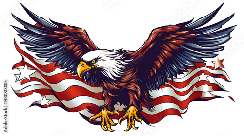 Classic American Flag Car Tattoo in Traditional Style for Patriotic Themes