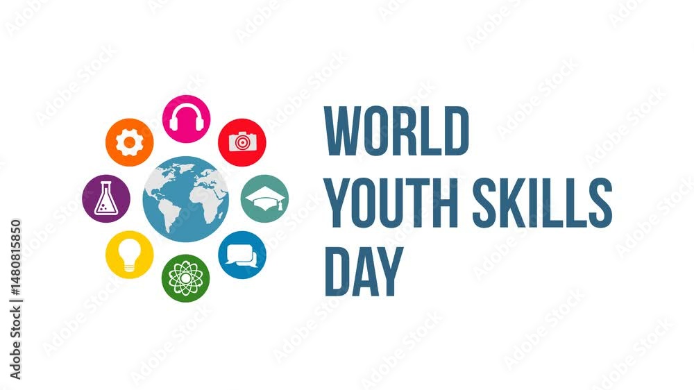 world youth skills day video animation concept world youth skills day video animation concept
