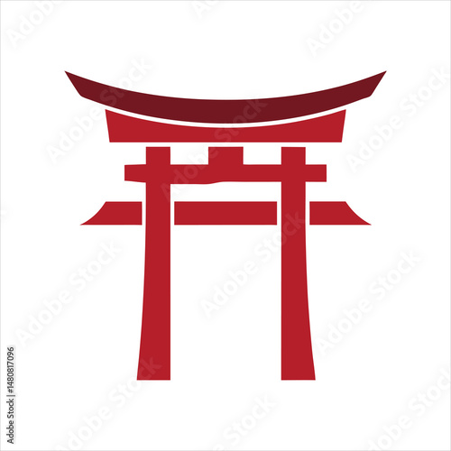 Traditional Torii Gate Logo Icon Vector Art Isolated on White