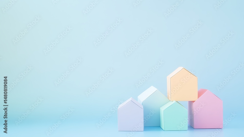 Obraz premium Vibrant mini houses on a soft backdrop