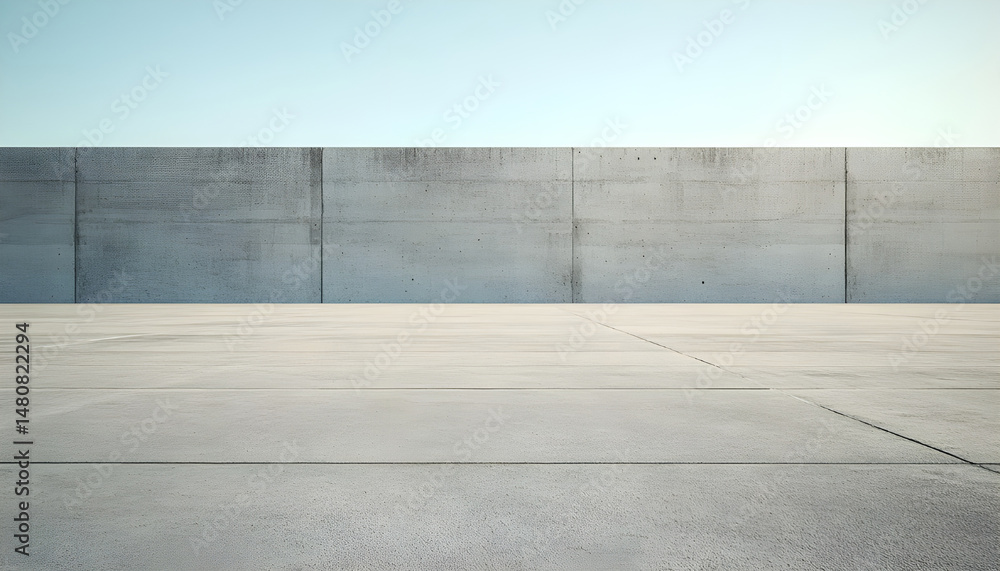 custom made wallpaper toronto digitalflat concrete ground stretching into the distance, with a large rough concrete wall in the far background, empty and minimal environment