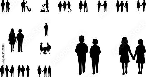 set of Man girl students classmates pictogram icon in a collection with other items
