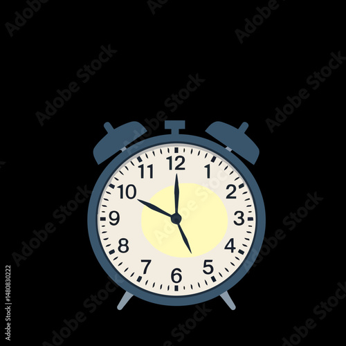 Classic Alarm Clock: A classic retro alarm clock against a stark background. Depicting a sense of time and anticipation.
