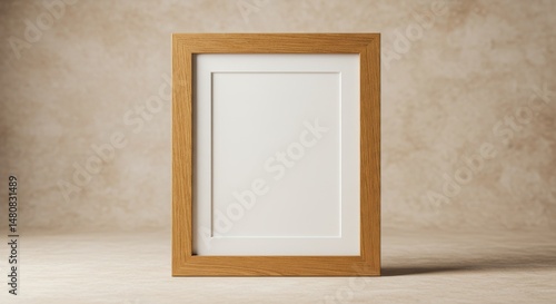 Blank Wooden Portrait Frame Mockup - Empty picture frame  template  design  presentation  mockup. Simple  elegant  and versatile for showcasing artwork or photos