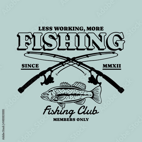 Hand-drawn fishing graphic. Vector fish illustration. Perfect for t-shirt prints, posters, stickers, and other uses.	