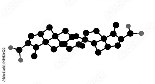 Complex Organic Molecular Structure - Detailed illustration of a complex organic molecule, showing its atomic bonds and arrangement. Ideal for scientific publications or educational materials