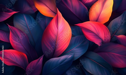 Wallpaper Mural Vibrant and eye-catching close-up of a cluster of colorful leaves, blending natural beauty with artistic style. Torontodigital.ca
