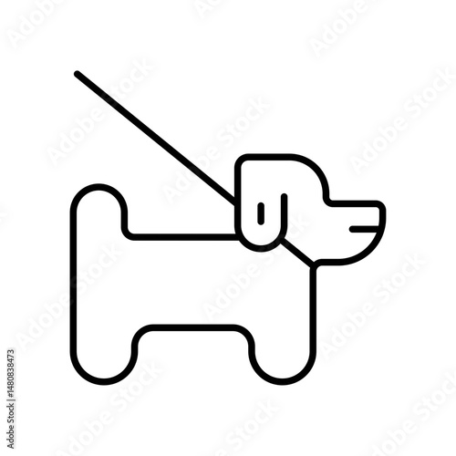 Dog Walking on Leash Icon Vector