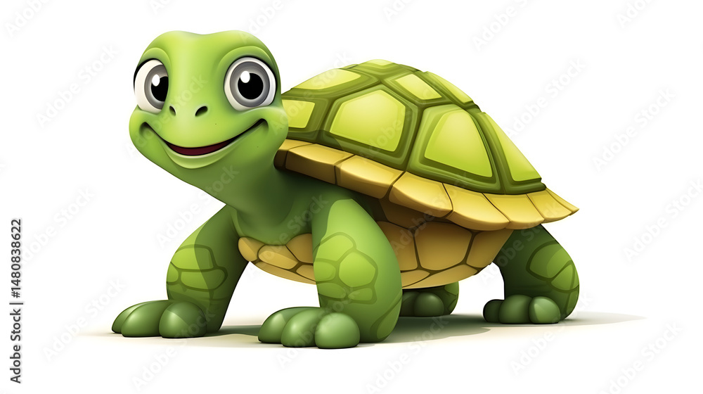 Fototapeta premium Cute Turtle Cartoon Vector Illustration on White Background for Educational Materials and Kids Content