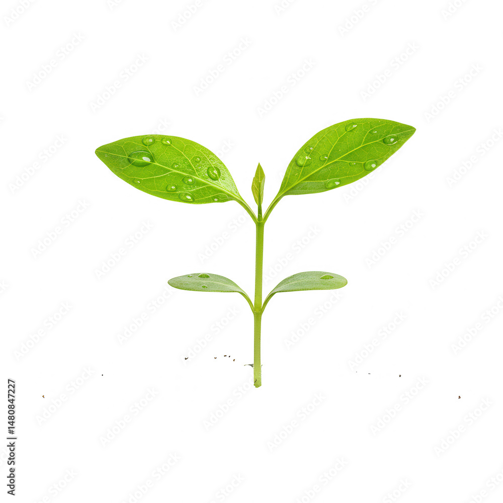Obraz premium Small sprout with leaves isolated on transparent background